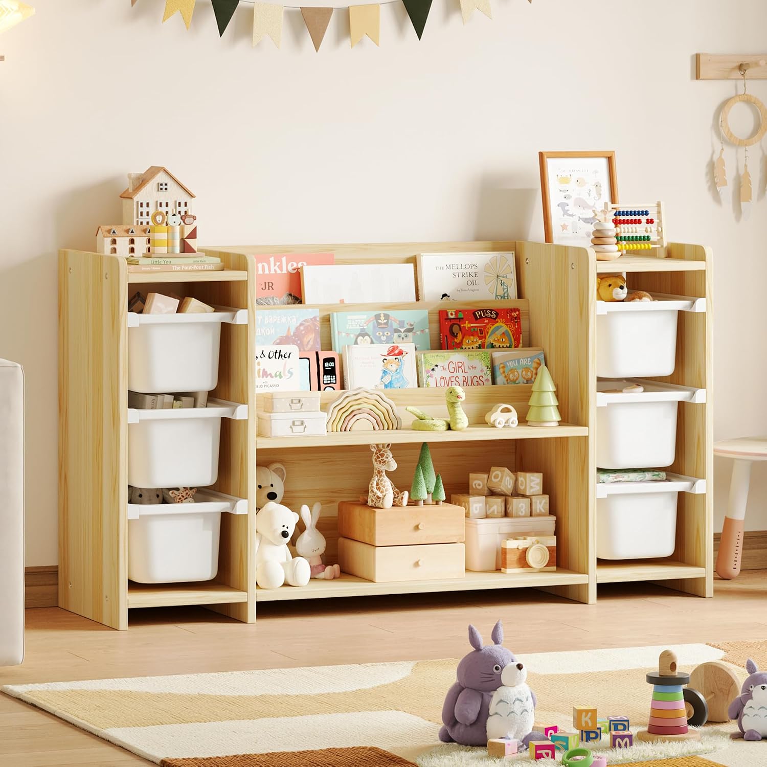 Montessori Shelf Toy - منظم تخزين ألعاب الأطفال ورف كتب