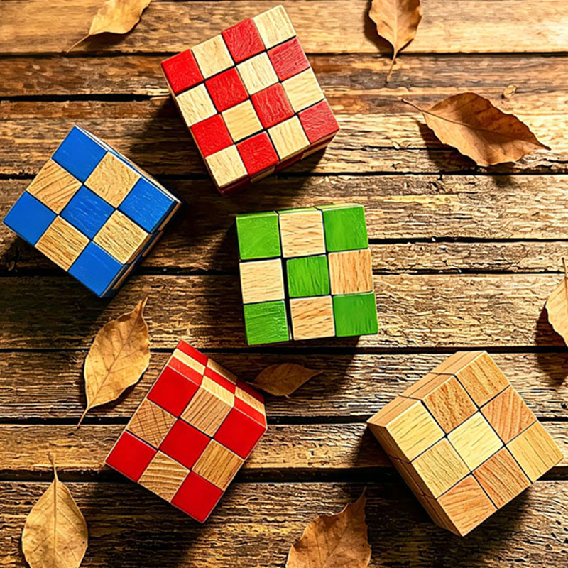 Brain Teaser Cube - مكعب الثعبان المربع، ألغاز خشبية لتحدي