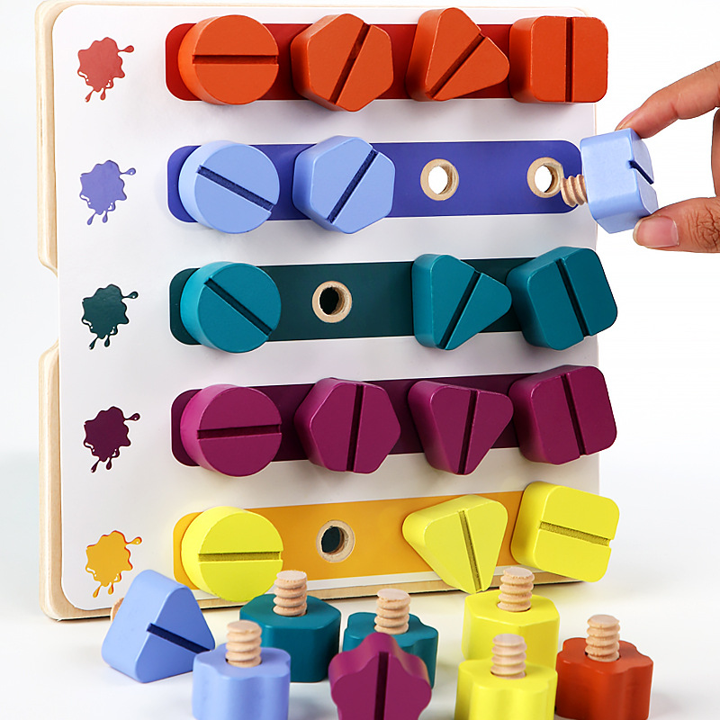 Montessori Shelf Toy - الأطفال خشبية المسمار الجوز التفكيك شكل